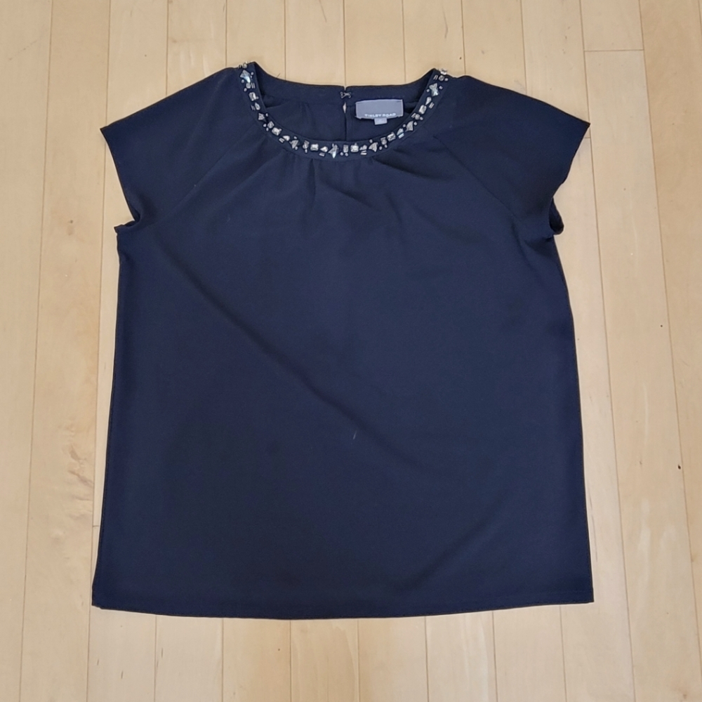 Tinley Road Black Jeweled Neckline Top